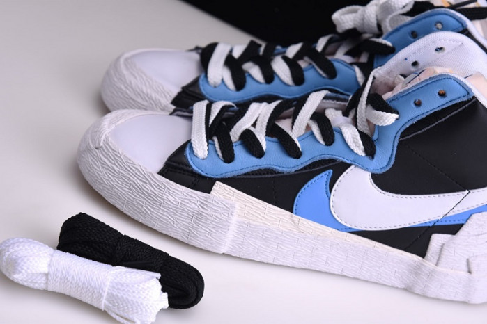 nike blazer high sacai white black legend blue - bv0072-001